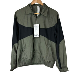 Lululemon Nylon Collared Jacket Retro Remix Set Army Green Black Women's SM NWT